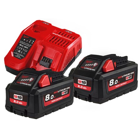 ENSEMBLE CHARGEUR ET DEUX BATTERIES MILWAUKEE M18NRG-802